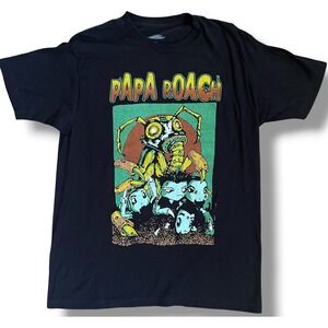 Papa Roach Mens Graphic T-Shirt Black Cotton Band Tee Kings Road Merch Large